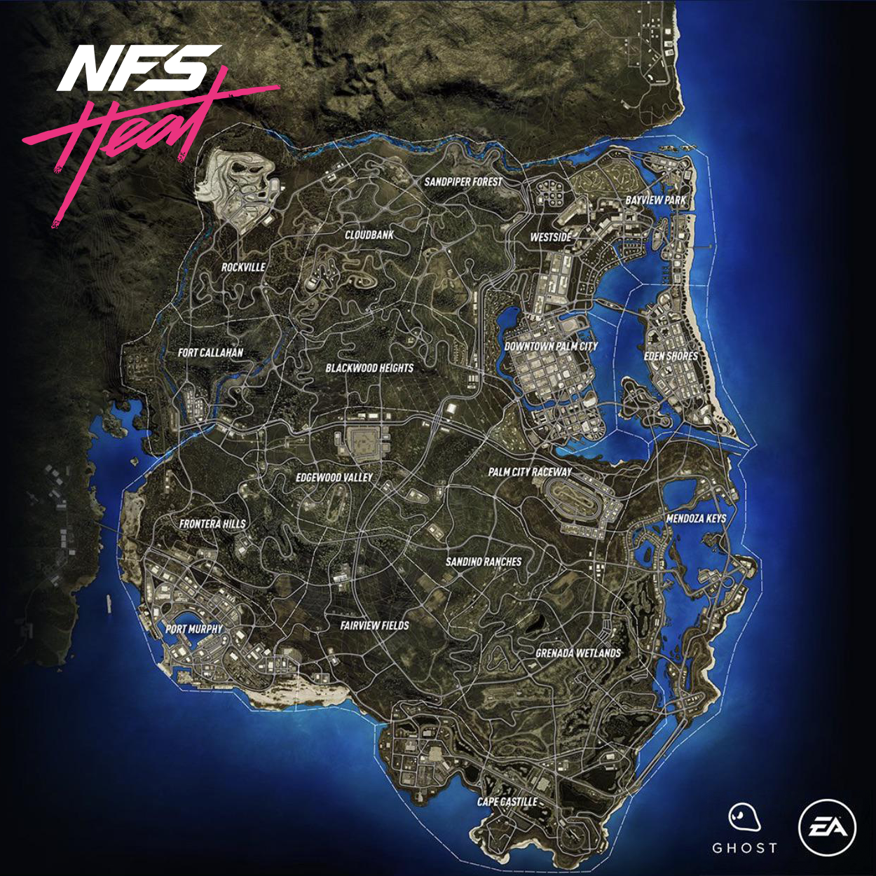 Need for Speed Heat - mapa Palm City dzień