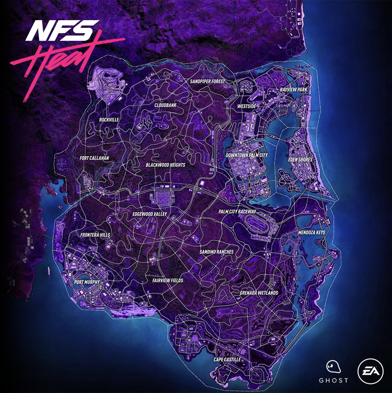 Mapa Palm City noc - Need for Speed Heat